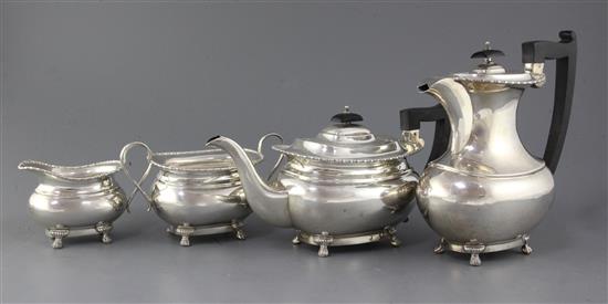 A 1930s four piece silver tea set by Viners Ltd, gross 68.5 oz.